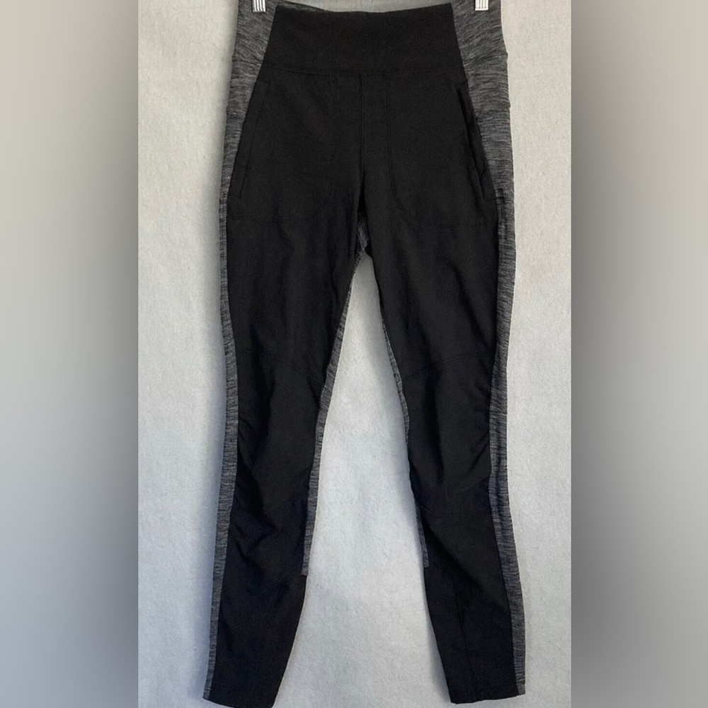 Athleta Size 6 Highline Hybrid Ankle Tight Black Gray Zipper Pockets Stretch